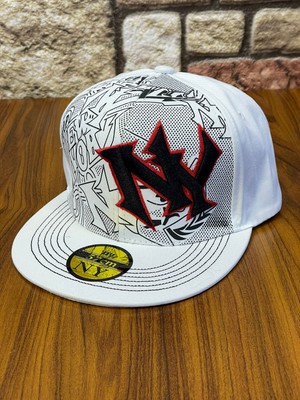 Hamze Ny Yankees New York Hip Hop Snapback Şapka Beyaz Pamuklu Nakışlı Tasarım