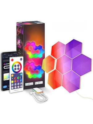 Neeko Hexagonel Oda Işığı Birleştirilebilir Rgb-Ic Telefon ve Kumanda Kontrollü