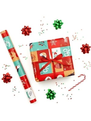 Odea 70X100 cm Premium Yılbaşı Hediye Paketleme Kağıdı - 2'li Set