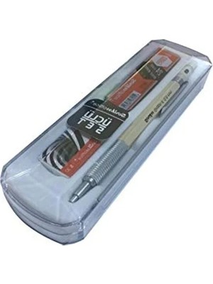 Odea 3'lü Mekanik Kurşun Kalem Seti ve Silgi - Beyaz 0.5 mm Çap