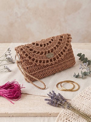 Talin Handmade Hasır El Çantası 16X22 cm | Çelik Kapamalı El Yapımı Örgü Clutch Çanta