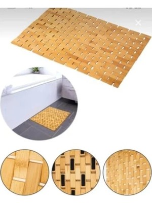Odea Kaymaz Tabanlı Bambu Banyo Paspası, 40 x 60 cm