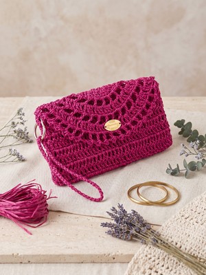 Talin Handmade Hasır El Çantası 16X22 cm | Çelik Kapamalı El Yapımı Örgü Clutch Çanta