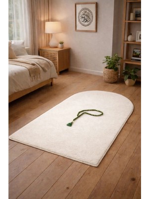 Lugmo Seccade Namaz Halısı Yıkanabilir Kaymaz Taban Peluş 70X120 cm Krem