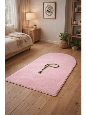 Lugmo Seccade Namaz Halısı Yıkanabilir Kaymaz Taban Peluş 70X120 cm Pembe