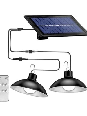 Odea Güneş Enerjili Kumandalı Çift Başlıklı Sarkıt Lamba, Kısılabilir Aydınlatma