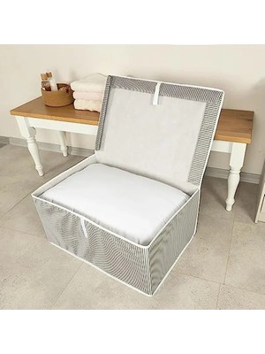 Odea Pazar Kapısı Çok Amaçlı Düzenleyici Kapaklı Sandık Tipi Kutu Hurç Organizer (50 x 40 x 30, Gri)
