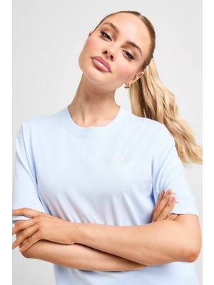 Nike Jordan Essential Women's Loose Fit T-Shirt Kadın Nakış Logo Pamuklu Bol Kesim Tişört Açık Mavi