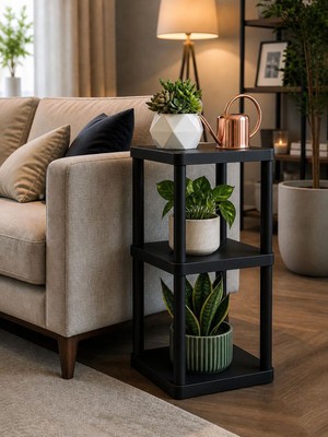 Sakura 3 Katlı Çiçeklik Saksılık Siyah