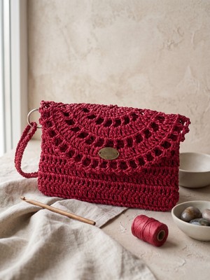 Talin Handmade Hasır El Çantası 16X22 cm | Çelik Kapamalı El Yapımı Örgü Clutch Çanta