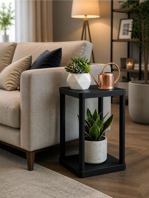 Sakura 2 Katlı Çiçeklik Saksılık Siyah