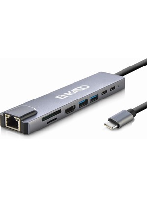 Shopwave Enkado EKD-TP42, Type-C To To Hdmı, 2pd, 2 USB 2.0 HDMI 4K + Sd/tf, Ethernet 100MBS Multi· Hub