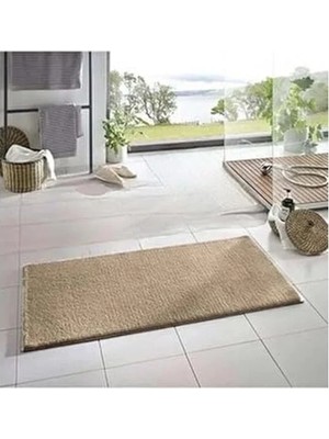Odea Kaymaz Tabanlı Peluş Banyo Halısı, 50X80 Cm, Yıkanabilir, Vizon Renk
