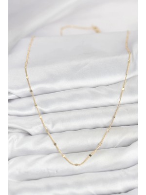Senka Mey Ithalat® cm 14K Gold Renk Ezme Pul Model 60 cm Kadın Kolye