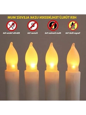 Odea 12 Adet Alevsiz Dekoratif LED Mum, Konik Şekilli