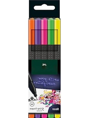 Odea Neon Renklerde Ince Keçe Uçlu Kalem Seti - 5'li