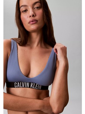 Kadın Slim Fit Rahat Calvin Klein Yazı Detay Mavi Bikini Üstü LV00Q61211-44J