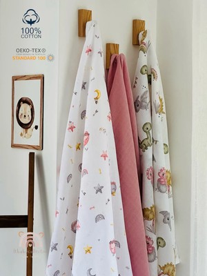 Ft Baby Collection Pamuk Müslin Bebek Battaniyesi 3'Lü Set  Müslın Örtü 80  x  90 Cm