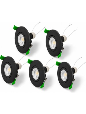 Ledarmy Siyah LED Spot Seti 5’li Yuvarlak Kasa 4000K Doğal Beyaz GU10 Ampul Dahil Tak Çalıştır 6,5cm Gömme Tavan Spotu