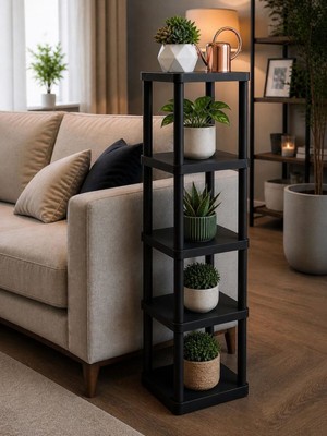 Sakura 5 Katlı Çiçeklik Saksılık Siyah