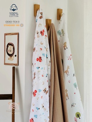Fulya Tuhafiye Ftbabycollection  Pamuk 3'lü Müslin Bebek Battaniye Seti Oeko- Tex Sertifikalı Müslin örtü 80 x 90 cm