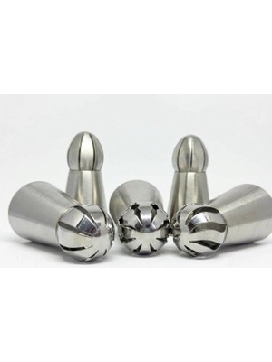 Senson 5'li Profesyonel Rus Top Duy Ucu Seti – 5.9 cm Büyük Boy Paslanmaz Çelik Krema Sıkma ve Fırfır Uçları