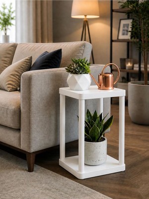 Sakura 2 Katlı Çiçeklik Saksılık Beyaz