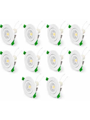 Ledarmy Beyaz LED Spot Seti 10’lu Yuvarlak Kasa 4000K Doğal Beyaz GU10 Ampul Dahil Tak Çalıştır 6,5cm Gömme Tavan Spotu