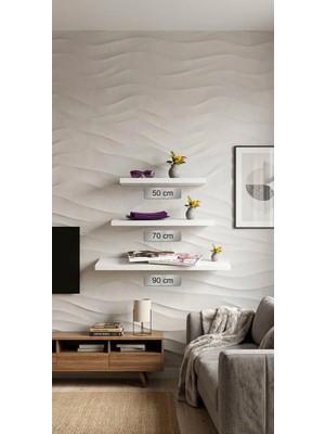 Bmd Mobilya Üçlü Duvar Rafı Beyaz  (50*70*90 CM UZUNLUK 25 CM GENİŞLİK 30 MM KALINLIK)