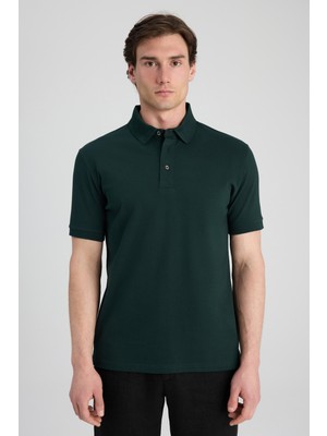 Twn Slim Fit Zümrüt Yeşili Pike Dokulu T-Shirt