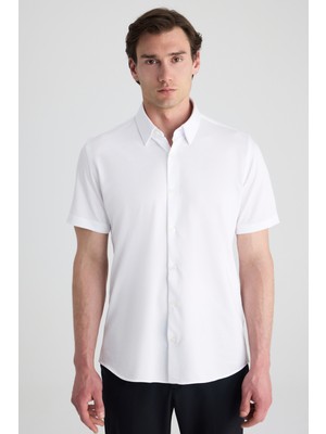D'S Damat Ds Damat Slim Fit Beyaz Örme Gömlek