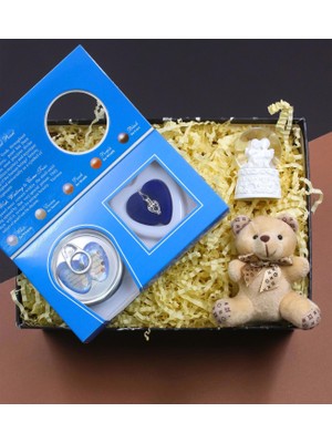 vegahediye v vega Istiridye Içinde Gerçek Inci Kolye & Beyaz Mini Melek Kar Küresi & Peluş Anahtarlık Hediye Seti