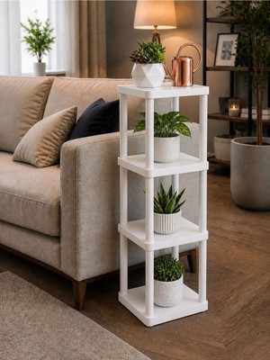 Sakura 4 Katlı Çiçeklik Saksılık Beyaz