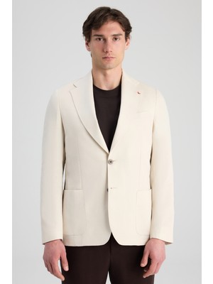 D'S Damat Ds Damat Regular Fit Bej Düz Kumaş Ceket