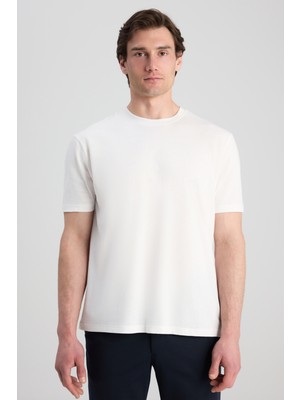 D'S Damat Ds Damat Regular Fit Ekru Düz T-Shirt
