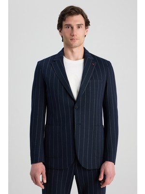 D'S Damat Ds Damat Regular Fit Lacivert Baskılı Takim Elbise