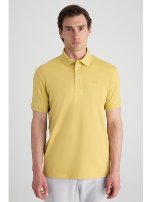Twn Slim Fit Sarı Pike Dokulu T-Shirt