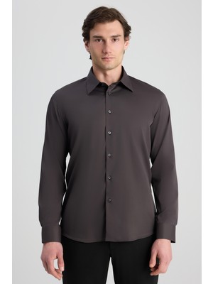 Twn Slim Fit Vizon Düz Travel Gömlek