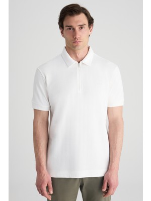 Twn Slim Fit Ekru Düz T-Shirt