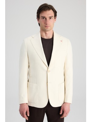 D'S Damat Ds Damat Regular Fit Ekru Armürlü Kumaş Ceket