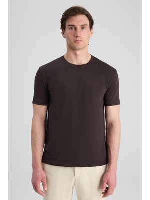 D'S Damat Twn Slim Fit Kahverengi Düz T-Shirt
