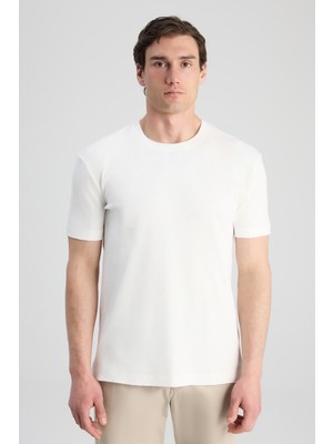 Twn Slim Fit Ekru Fitilli T-Shirt