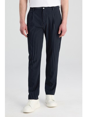 D'S Damat Ds Damat Relaxed Fit Lacivert Çizgili Jogger Pantolon