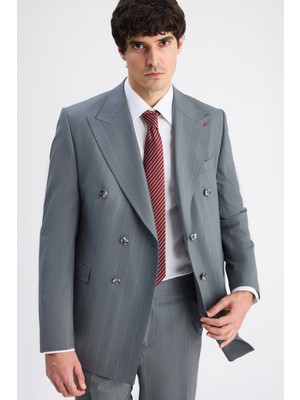 D'S Damat Ds Damat Regular Fit Yeşil Çizgili Takim Elbise