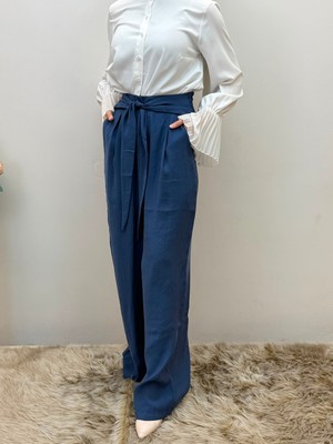 JOOQSTORE Kuşak Detaylı Bol Paça Rahat Pantolon