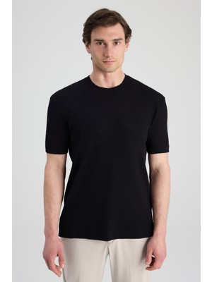 Twn Slim Fit Siyah Fitilli T-Shirt