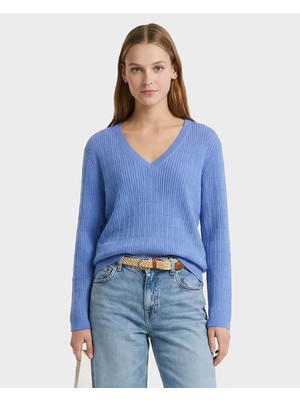 Gant Kadın Mavi Regular Fit V Yaka Kazak 4805460.424