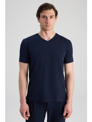 Twn Slim Fit Lacivert Düz T-Shirt