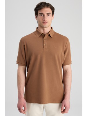 D'S Damat Ds Damat Regular Fit Karamel Pike Dokulu T-Shirt