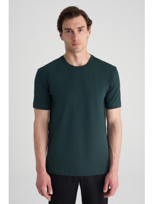 D'S Damat Twn Slim Fit Zümrüt Yeşili Düz T-Shirt